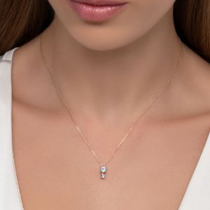 Κολιέ Secret Garden από χρυσό 14K με blue topaz και αμέθυστο