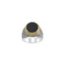 Χειροποίητο σκαλιστό δαχτυλίδι βυζαντινής τεχνοτροπίας από ασήμι και επιχρυσωμένο ασημί 925° με μαύρο όνυχα