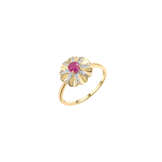 Δαχτυλίδι Gems από χρυσό 18K με ρουμπίνι και διαμάντια μπριγιάν