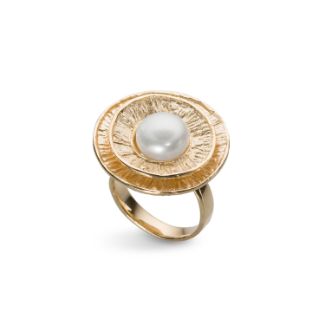 Δαχτυλίδι Terra από επιχρυσωμένο ασήμι 925° με freshwater pearl