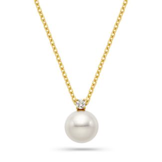 Μενταγιόν Pearls από χρυσό 18K με freshwater pearls και διαμάντι κοπής μπριγιάν