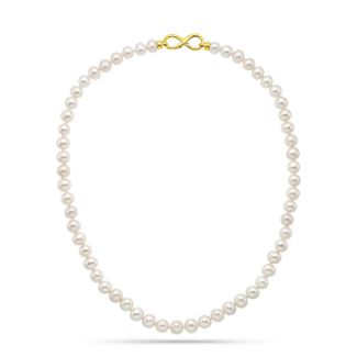 Κολιέ Pearls από χρυσό 9K με freshwater pearls με κούμπωμα το άπειρο