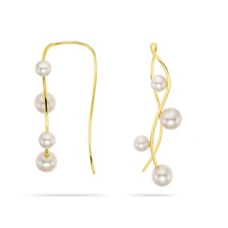 Σκουλαρίκια Pearls από επιχρυσωμένο ασήμι 925° με freshwater pearls