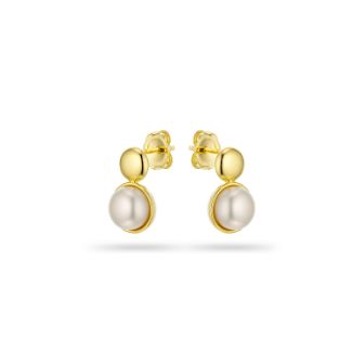 Σκουλαρίκια Pearls από επιχρυσωμένο ασήμι 925° με freshwater pearls