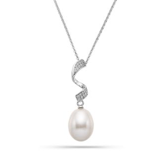 Κολιέ Pearls από επιροδιωμένο ασήμι 925° με freshwater pearl και ζιργκόν