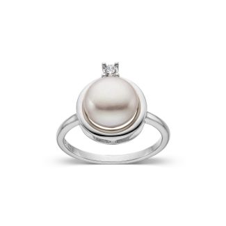 Δαχτυλίδι Pearls από επιροδιωμένο ασήμι 925° με freshwater pearl και ζιργκόν