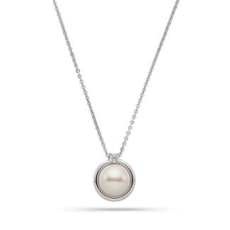 Κολιέ Pearls από επιροδιωμένο ασήμι 925° με freshwater pearl και ζιργκόν