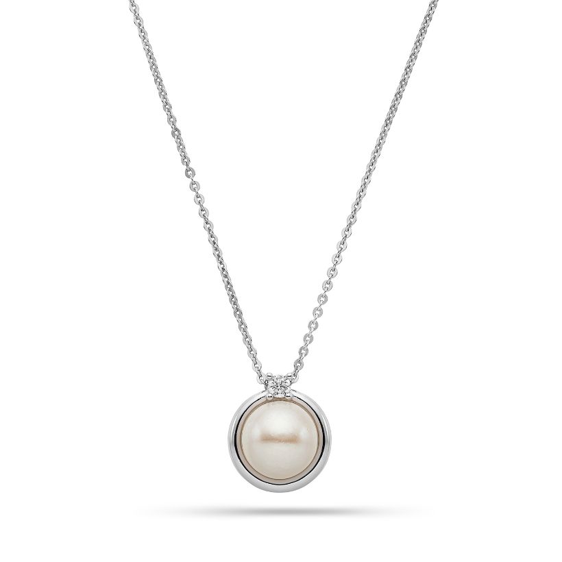 Κολιέ Pearls από επιροδιωμένο ασήμι 925° με freshwater pearl και ζιργκόν